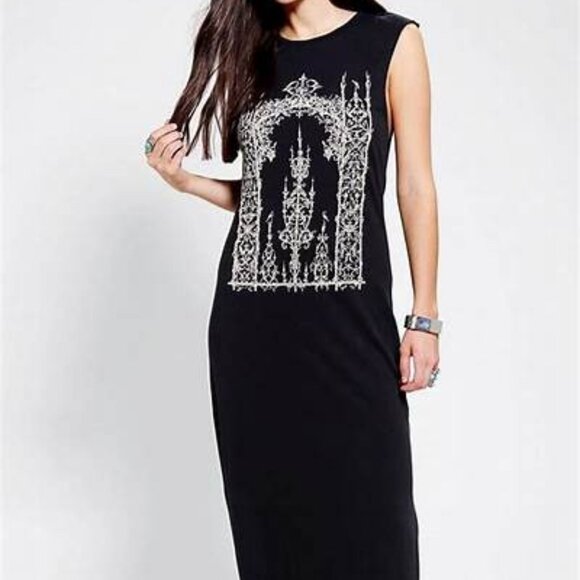 HTF Urban Outfitters Black Maxi Poem Dress by Truly Madly Deeply Size Small RARE - Picture 2 of 12